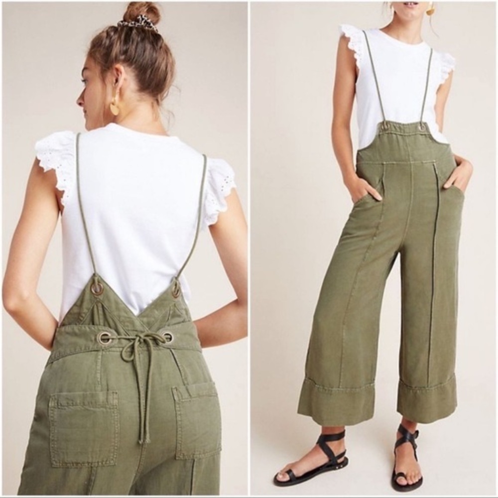 Anthropologie Hei Hei Army Green Recreation Overalls, NWT